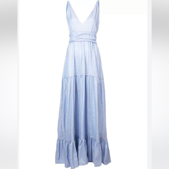 Lemlem Dresses & Skirts - LemLem Bekele Tiered Maxi Dress Blue Womens Small Tie Back *